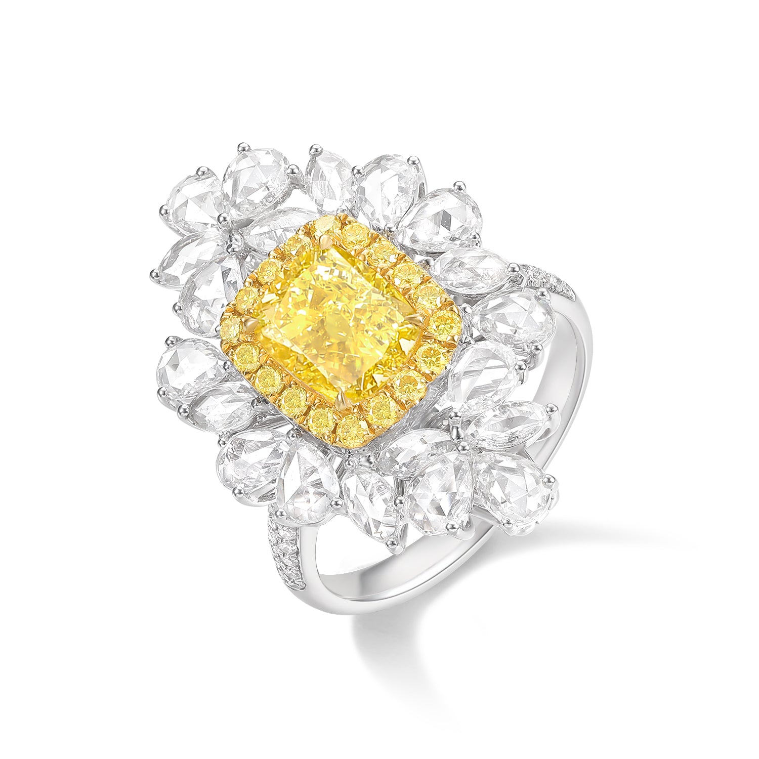 Yellow Diamond Cushion Cut Wedding Ring | Fine Jewelry-Poyas