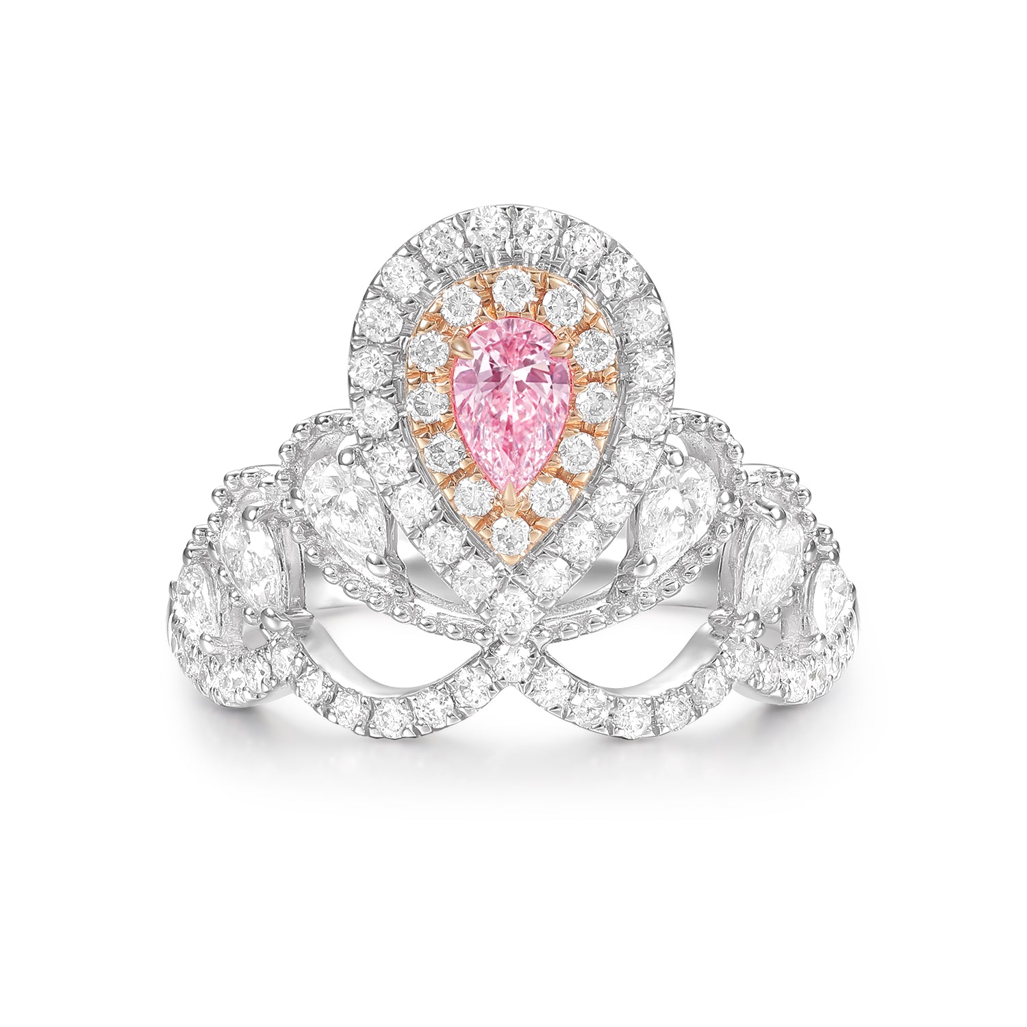 Light Pink Pear-shaped wedding ring | Free worldwide shipping