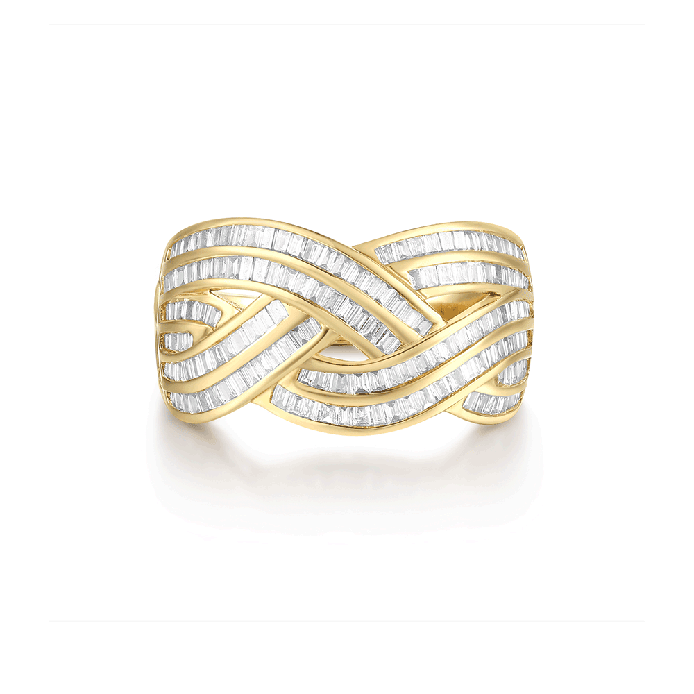 Diamond Staggered Line Tennis Ring 0.7 CT TW 18K Yellow Gold