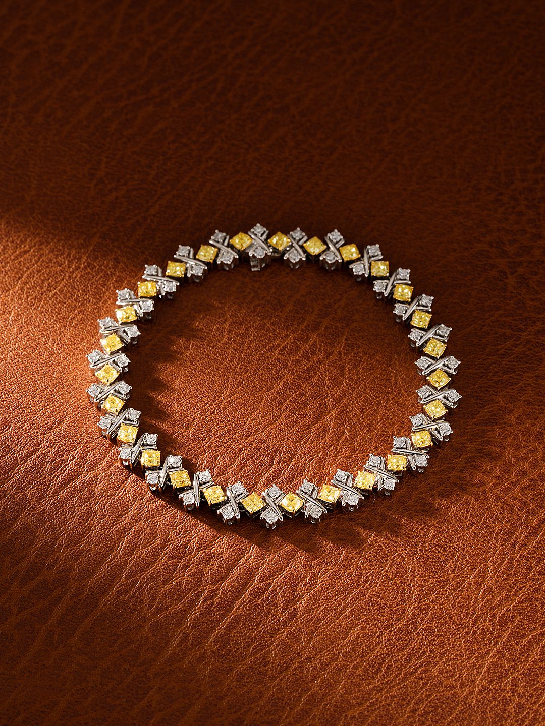 Multi-Faceted-Cut Ladies' Yellow Diamond Tennis Bracelet  | 3.94 CT TW