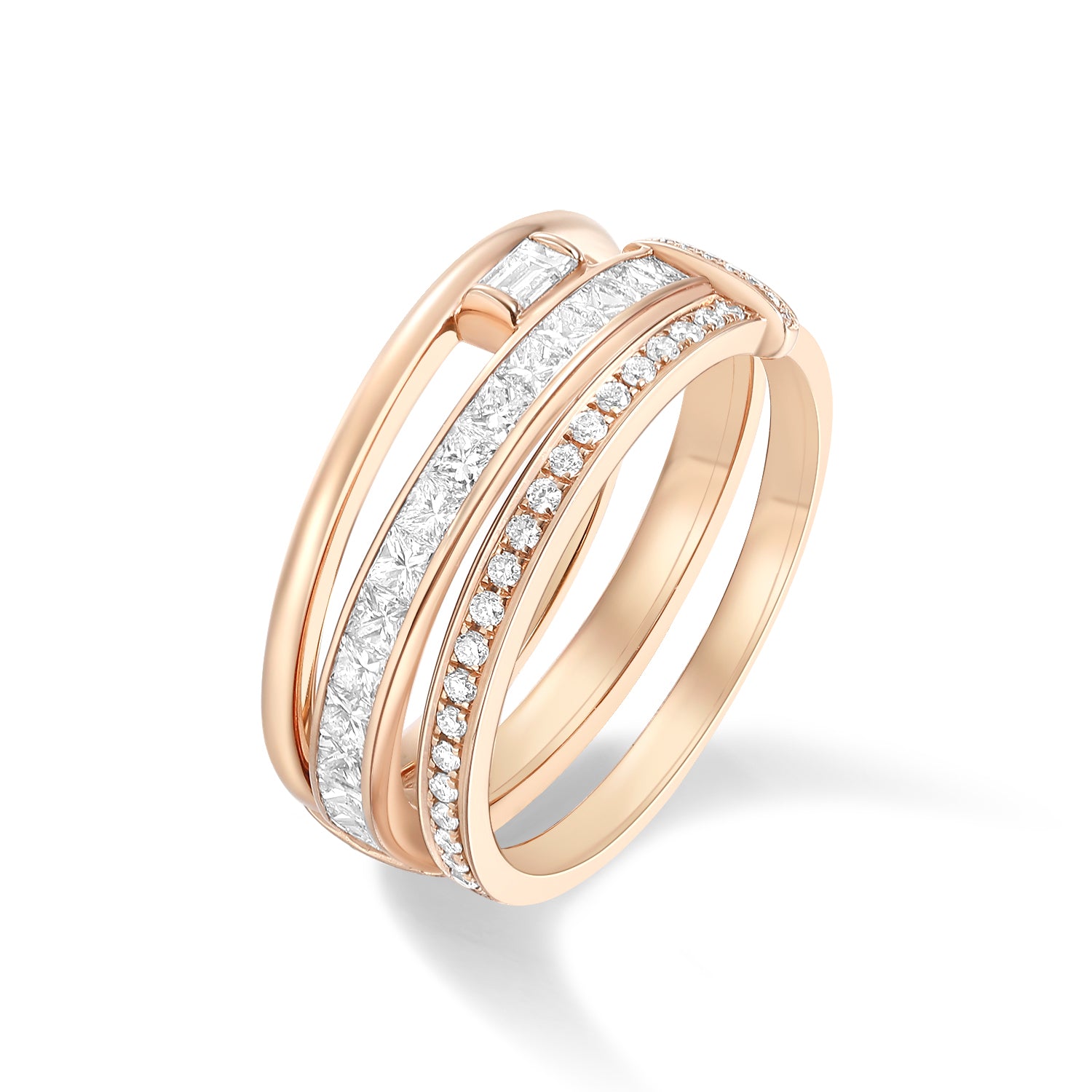 Round diamonds 18K Rose Gold |women's Wedding Rings | Poyas Jewelry 