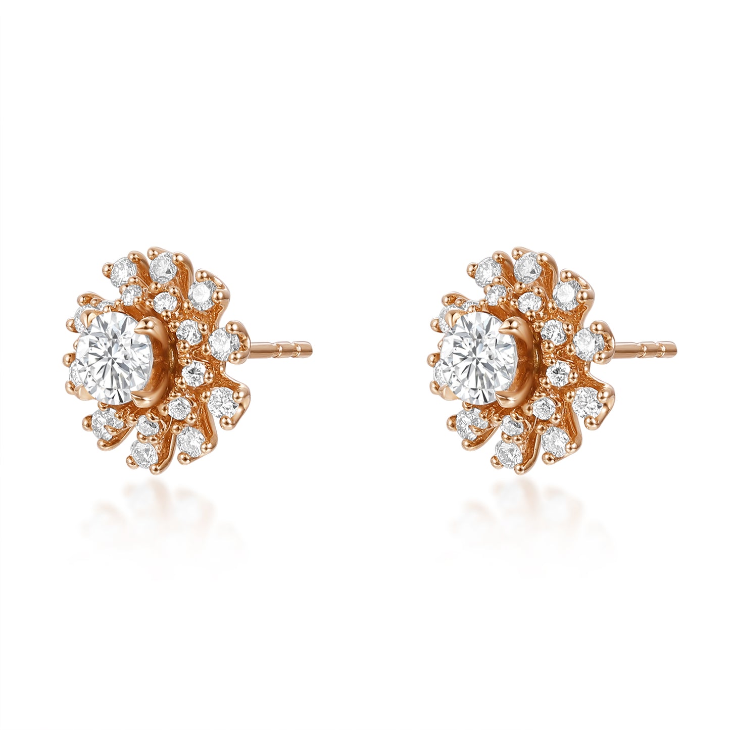 Minimalist Floral Layered Earrings 1.67 CT TW 18k Rose Gold
