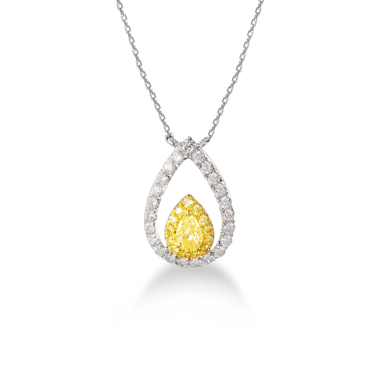 Yellow Diamond Necklaces & Pendants | 0.34 CT TW 18K White Gold 18''