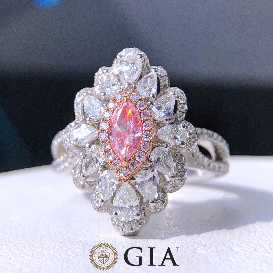 Marquise Fancy Pink Diamond Ring  | Poyas Jewelry