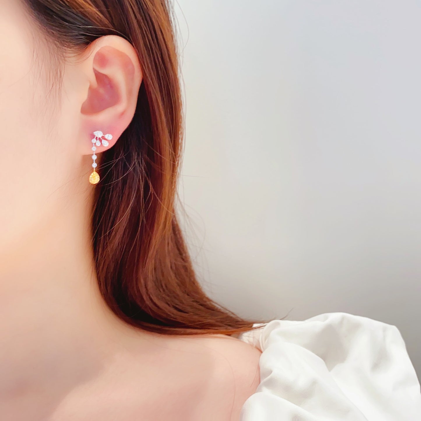Yellow Diamond Teardrop Bubble Earrings |Discounted Item